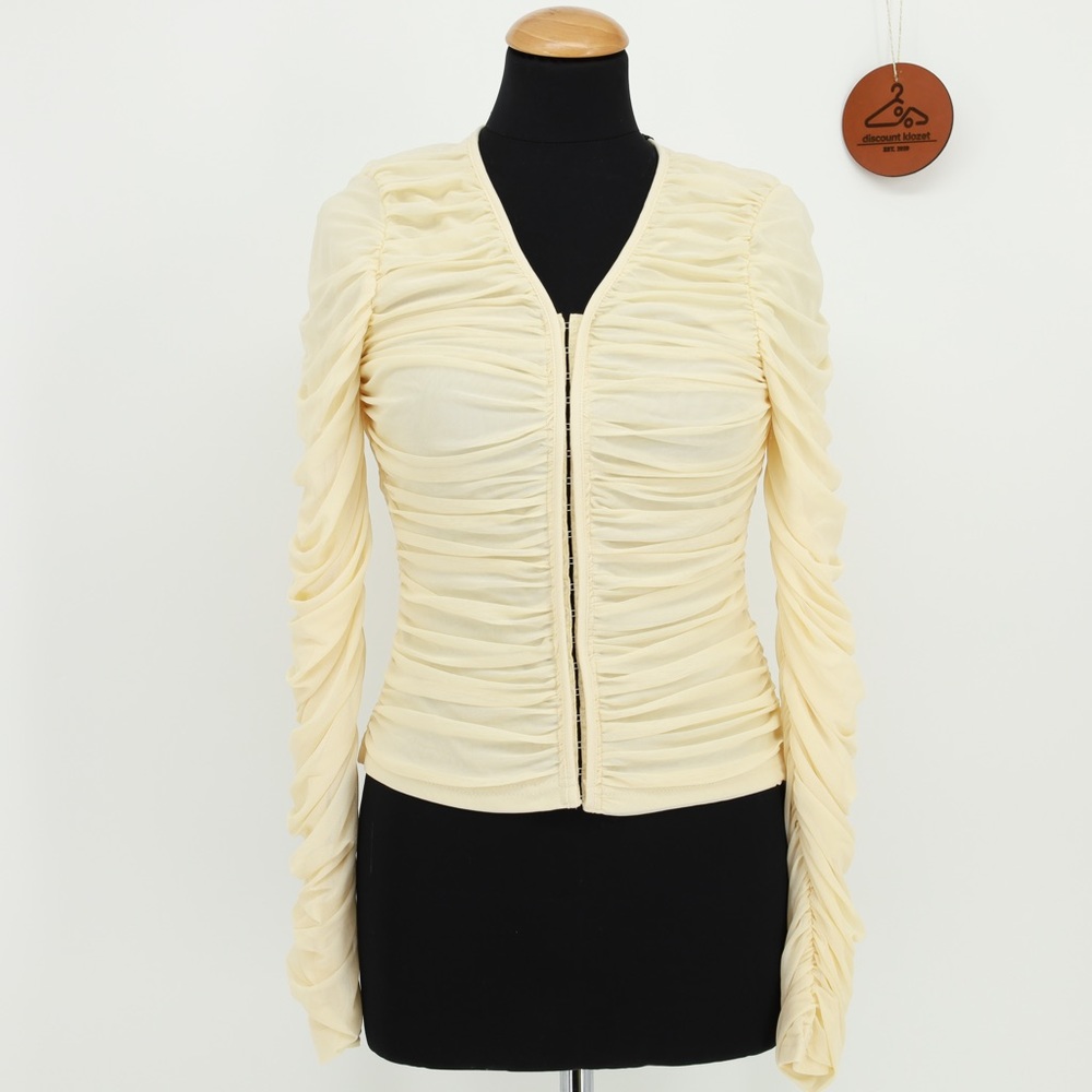 PRETTYLITTLETHING Mesh‎ Extreme Ruched Long Top Size 6 NWT